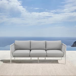 Rhodes Light Gray Aluminum Outdoor Couch with Light Gray Cushions