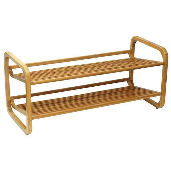 Oceanstar 13.5 in. H 8-Pair 2-Tier Brown Bamboo Shoe Rack