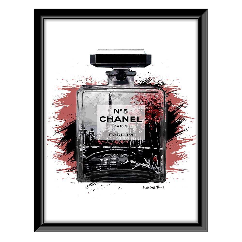Edgy Paris Fashion Glam Perfume Bottle Black Framed Graphic Print