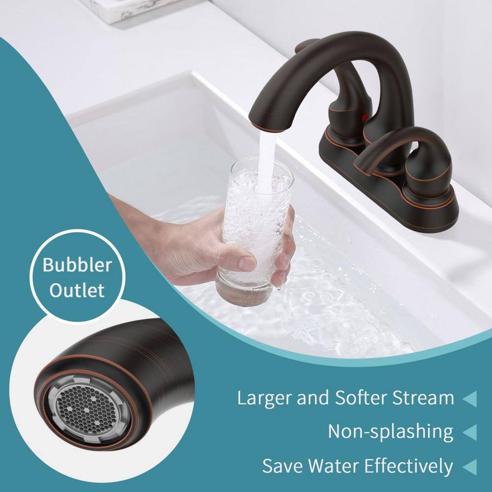Oil Rubbed Bronze Double Handle Bathroom Faucet with Drain Assembly