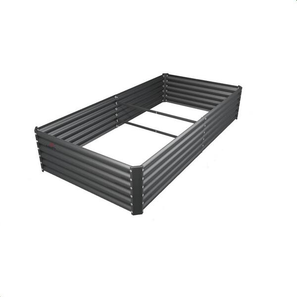 Sudzendf 6 x 3 x 1.5 ft. qt. Gray Rectangular Steel Outdoor Raised Garden Beds Planter Box for Planting Flowers (3-Pack)