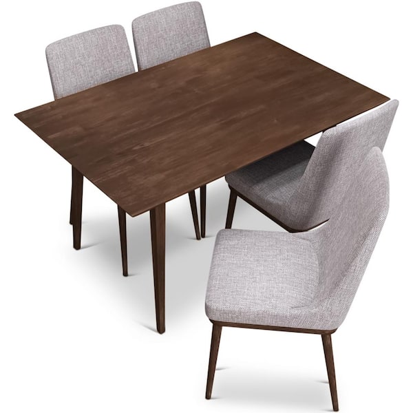 Trinity Dining Table Set for 4, Kitchen Table and Chairs, Rectangular  Dining Room Table Set with 4 Upholstered Chairs, for Small Space, Brown