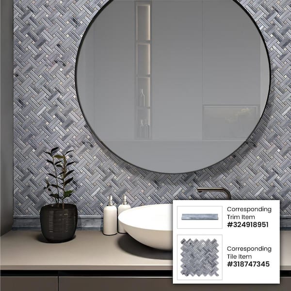 Apollo Tile 10-Pack Gray 1-in x 12-in Marble Pencil Tile (0.667-sq. ft/ Carton)