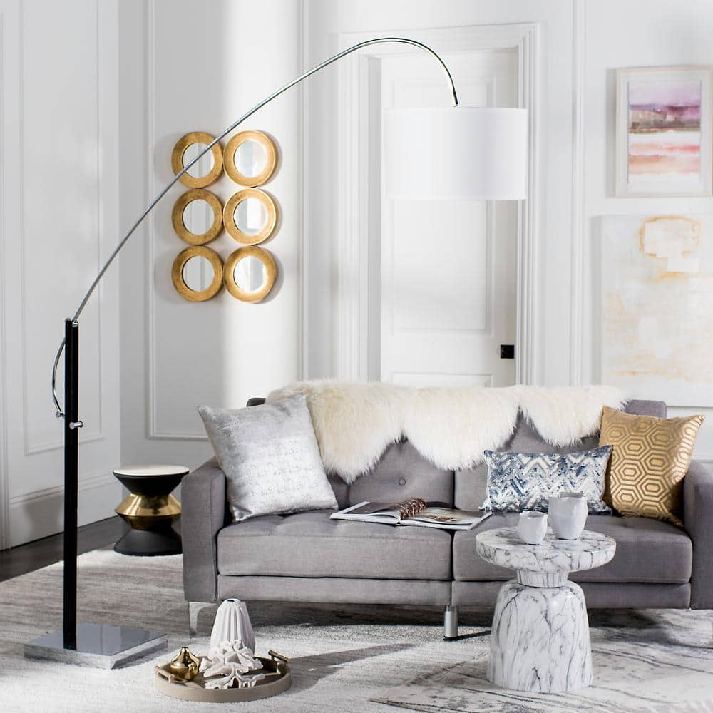 Safavieh Lyra 111" Black and Chrome Adjustable Arc Floor Lamp