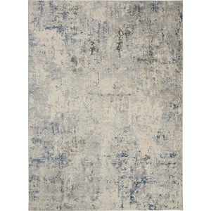 Rustic Textures Ivory/Grey-Blue 8 ft. x 11 ft. Abstract Contemporary Area Rug
