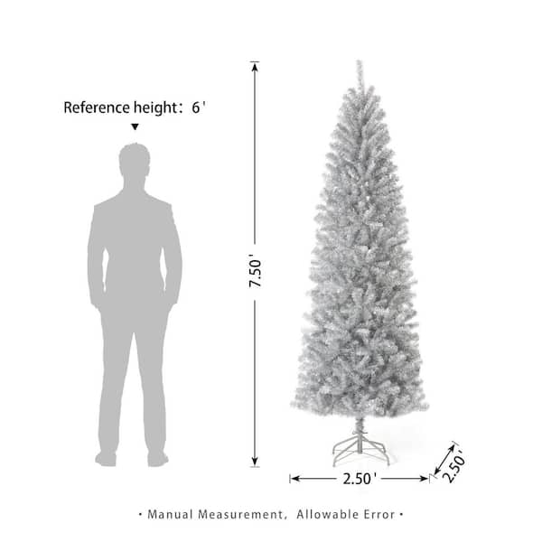 Glitzhome 7.5 ft. Silver Tinsel Artificial Christmas Tree 