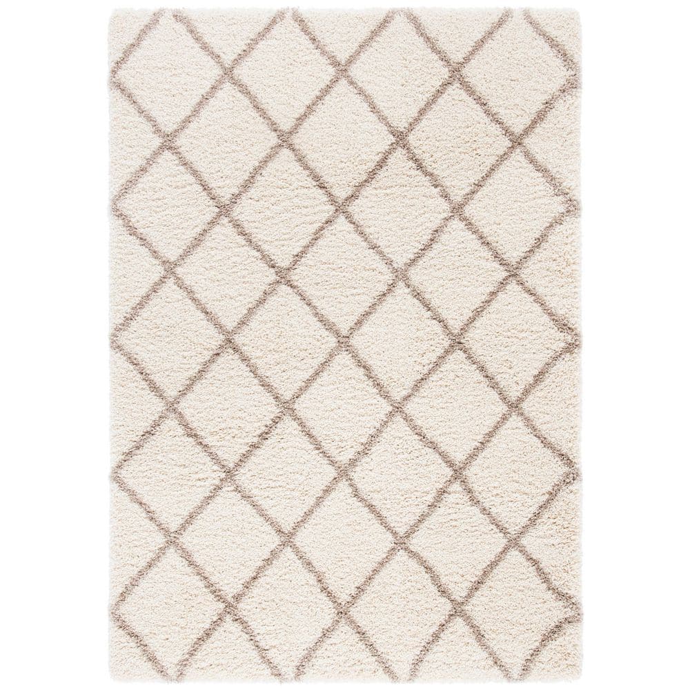 Hudson Shag 4 ft. x 6 ft. Ivory/Beige Diamond Area Rug price history on PriceWatchPro