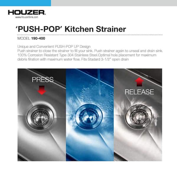190-9400 Push-Pop Kitchen Basket Strainer 190-9400 Push-Pop Kitchen Basket Strainer