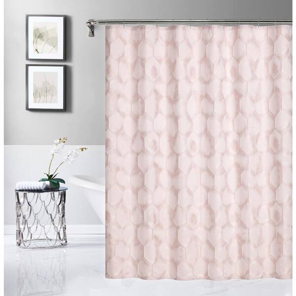 Dainty Home Tiles Embossed Tile, Pink And Beige Shower Curtains
