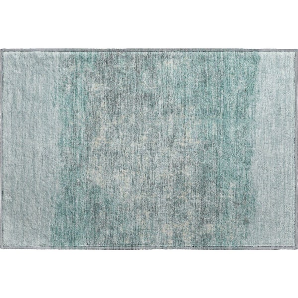 Mayfield Premium Machine Washable Abstract AMF2214 Teal 2 ft. x 3 ft. Accent Rug