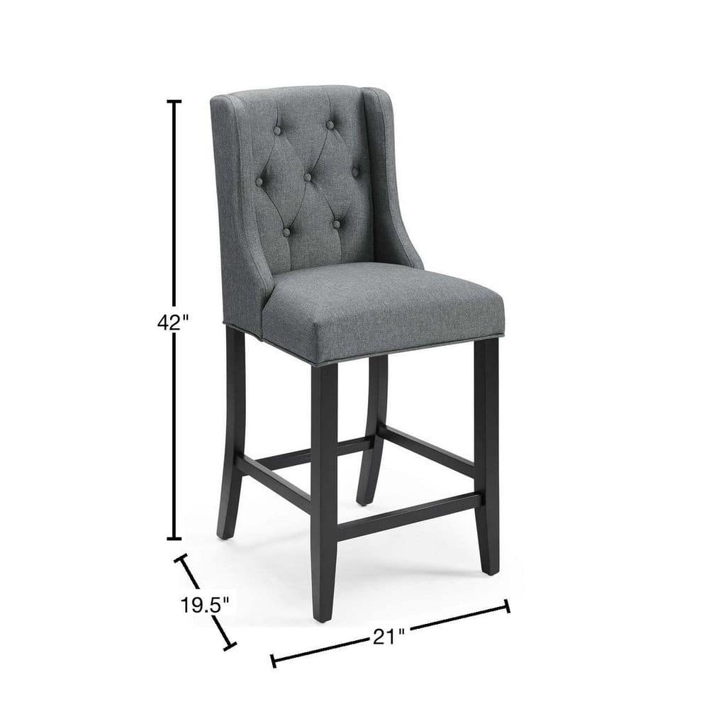 Luxurious Gray Tufted Button Upholstered Fabric Counter Stool
