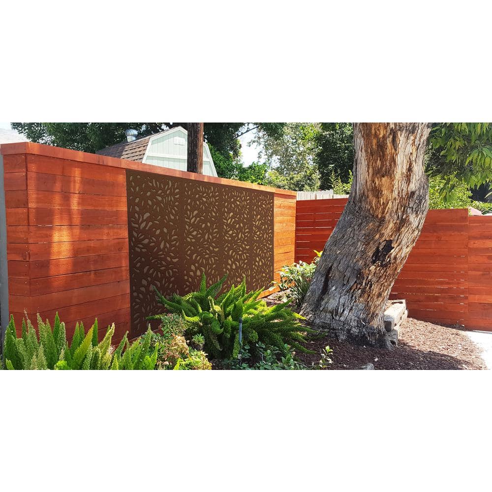 Charcoal Grey Botanical Design Composite Privacy Fence Panel
