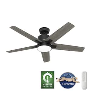 Acela 52 in. Hunter Express Integrated LED Indoor Matte Black Ceiling Fan with Remote and Light Kit Included