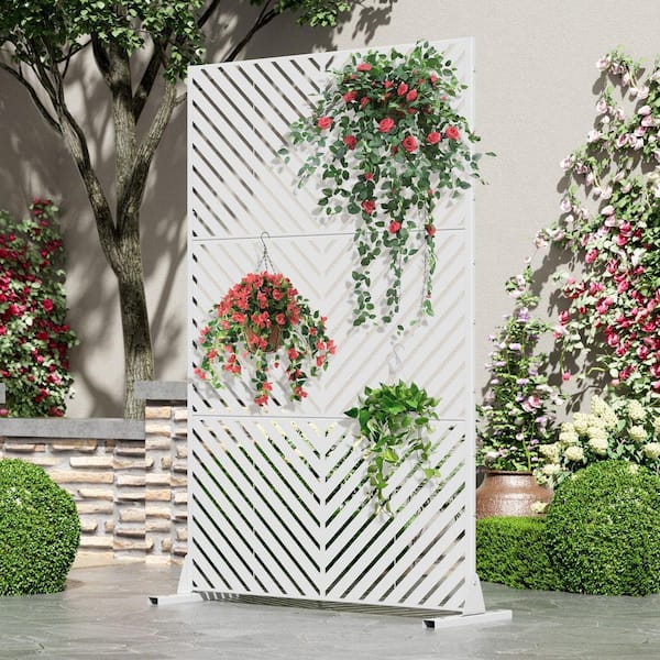 Wooakway 47 in. x 72 in. White Galvanized Steel Wall Sculpture