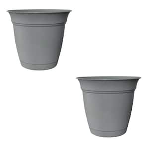 Belle 20 in. Dia Stormy Gray Plastic Decorative Pot with Attached Saucer  ECA20000A53 - The Home Depot