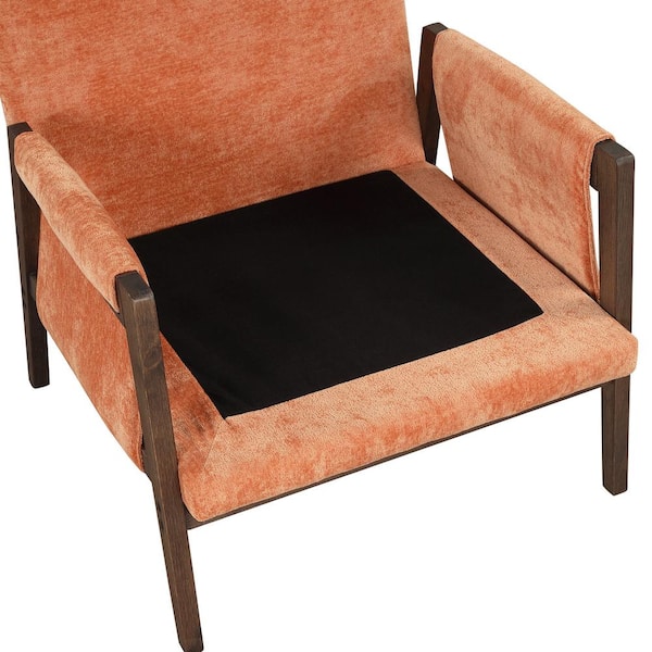 Polibi Mid-Century Modern Orange Velvet Accent Chair with Solid Wood and Thick Seat Cushion