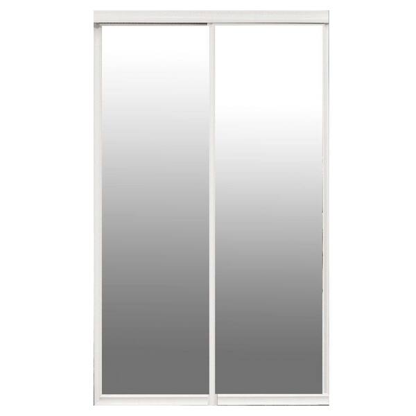 Contractors Wardrobe 96 in. x 96 in. Majestic Mirror White Hardwood Frame Interior Sliding Closet Door