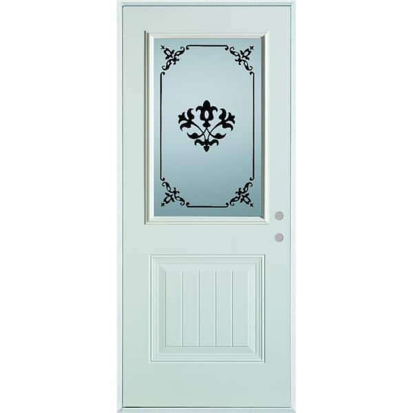 Stanley Doors 36 in. x 80 in. Art Deco 1/2 Lite 1-Panel Painted