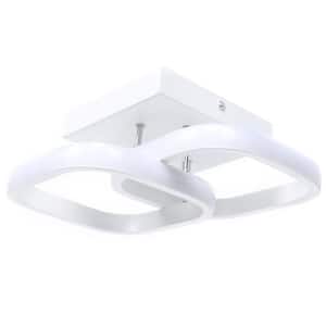 7.87 in. 1-Light White Modern Square Elegant Semi-Flush Mount LED Ceiling Light