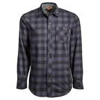 Woodfort Men's Large Navy Buffalo Check Mid-Weight Flannel Button Down Work Shirt