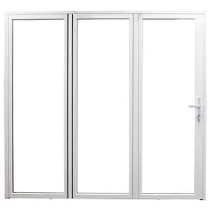 Teza 85 Series 96 in. x 80 in. Gloss White Right to Left Folding Aluminum Bi-Fold Patio Door