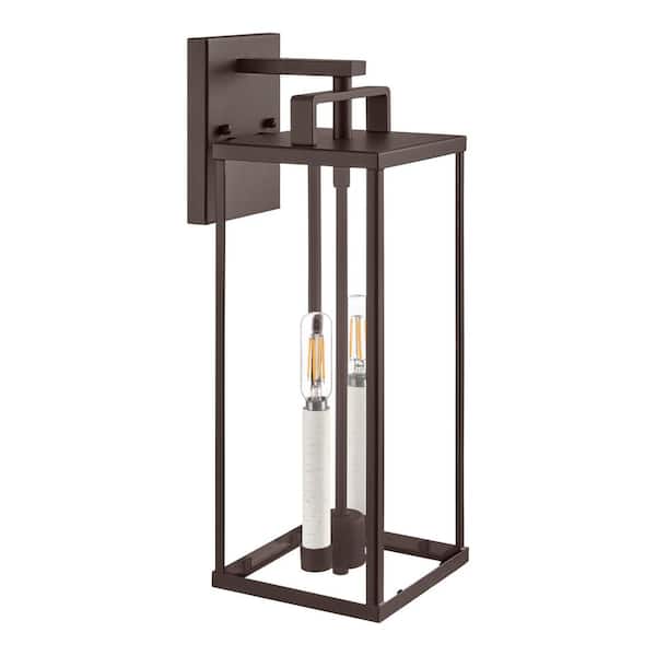Hampton Bay Oak Bluff 17 in. Dark Olde Bronze Hardwired Outdoor Wall Lantern Sconce with No Bulbs Included
