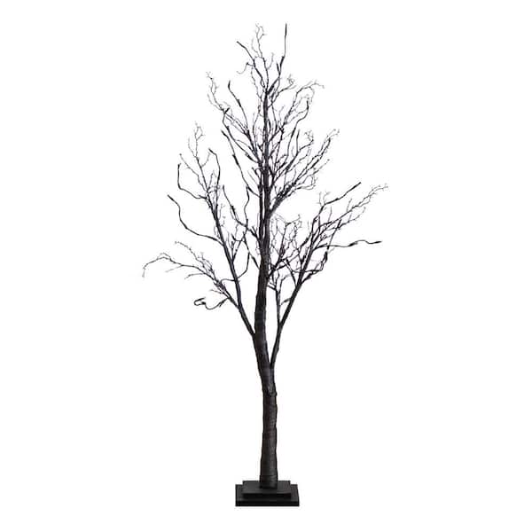 4 ft. Pre-Lit Deluxe Black Twig Artificial Tree with 81 Orange and Purple LED Lights