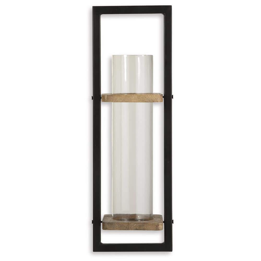 Colburn Contemporary Black Wood Wall Sconce, 23.75" Height