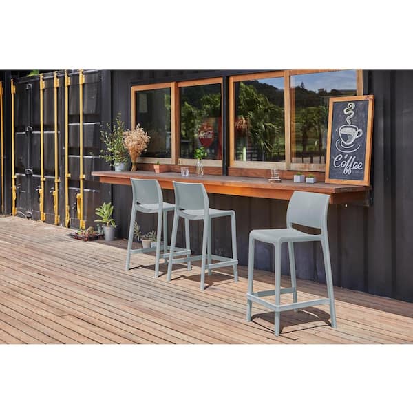 Sensilla 37 in. Baby Blue Indoor/Outdoor Stackable Counter Stool (Set of 2)
