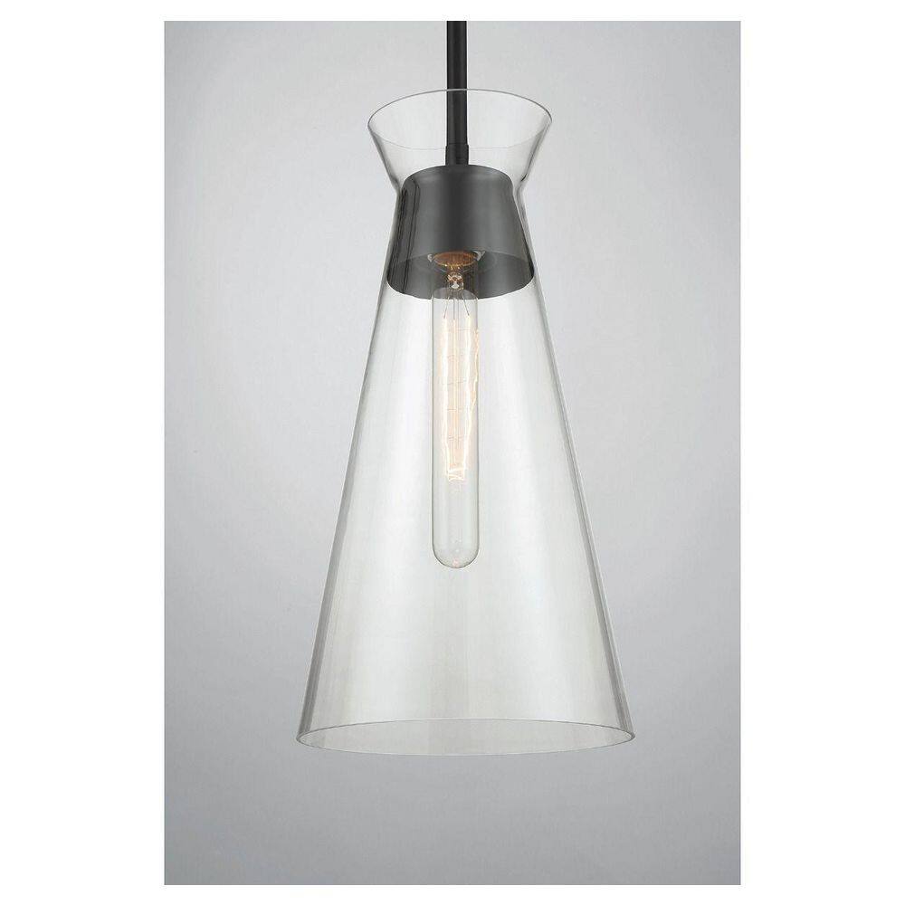 Matte Black Mid-Century Modern Glass Pendant Light