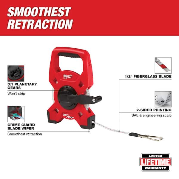 30 m./100 ft. Fiberglass Open Reel Long Tape