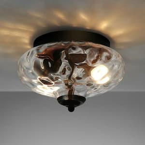 9 in. 2-Light Modern Beige Flush Mount Creative Glass Ceiling Light for Bedroom Living Room