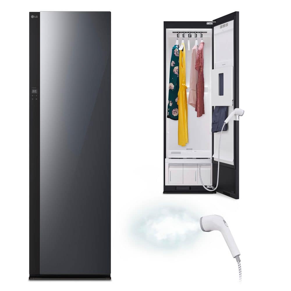 78 in. Styler SMART Steam Closet in Mirror Black with Dual TrueSteam Technology and Dynamic Moving Hangers