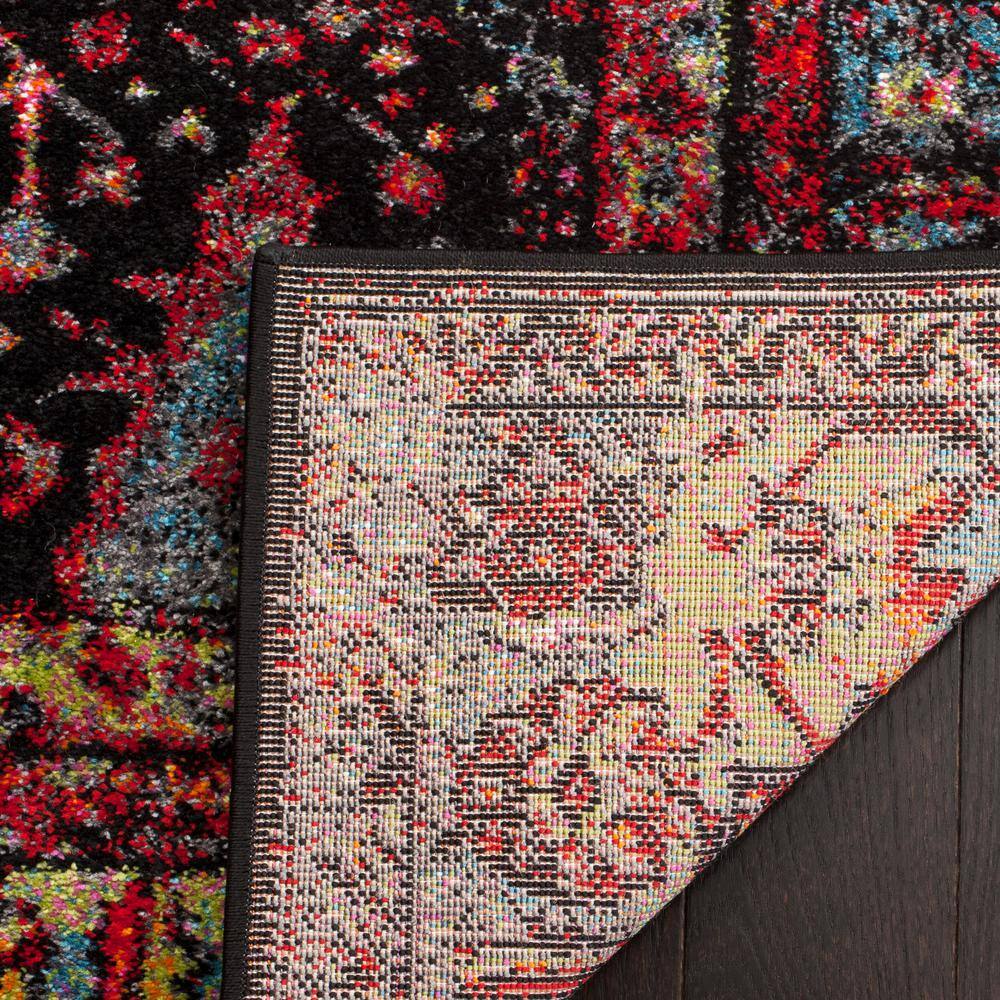 Vintage Hamadan Multi-Color Synthetic Floral Runner Rug