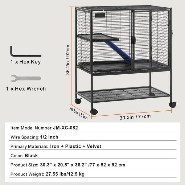 SKYSHALO 36 in. Rolling Metal Ferret Cage Large 2-Tier