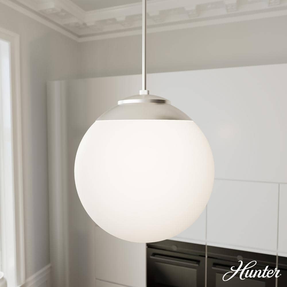Hepburn 16" Brushed Nickel Globe Pendant with Cased White Glass