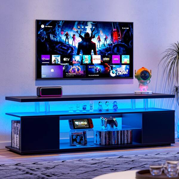 LUCKY ONE 63 in. MDF Black TV Stand Fits TV's up to 69 in LUCKY ONE 63 in. MDF Black TV Stand Fits TV's up to 69 in