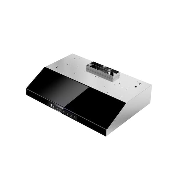 30 in. 900CFM Ducted Under Cabinet Range Hood with Touch Display, Permanent Filters in Stainless Steel with Black Glass