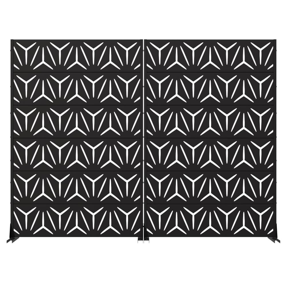 47 in. W x 72 in. H Outdoor Black Galvanized Steel Decorative Garden Fence Privacy Screen (2-Pack) price history on PriceWatchPro