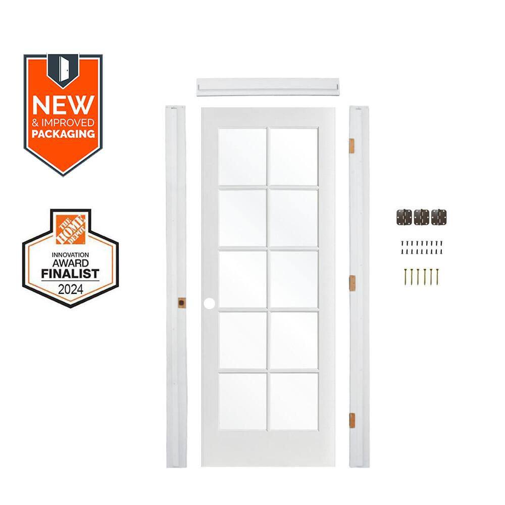 24in. x80in. 10-Lite Right-Hand Clear Glass MDF Primed Single Assembly Required Interior Door Kit w/ Quick Assemble Jamb price history on PriceWatchPro