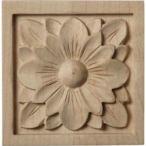 5/8 in. x 3 in. x 3 in. Unfinished Wood Lindenwood Small Dogwood Flower Rosette