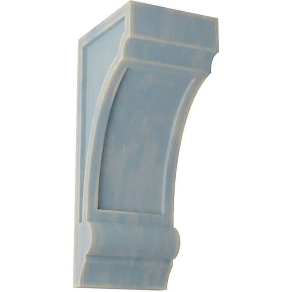 Ekena Millwork 4 in. x 10 in. x 5 in. Driftwood Blue Diane Recessed Wood Vintage Decor Corbel