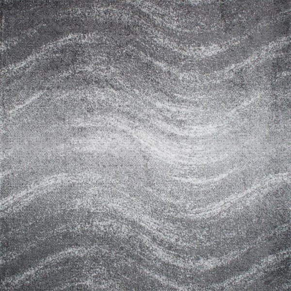 Julene Contemporary Ripples Gray 8 ft. Square Rug