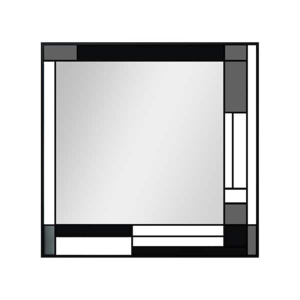 TOOLKISS 36 in. W x 36 in. H Rectangular Framed Wall Bathroom Vanity Mirror in Grey