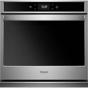 30 in. Smart Single Electric Wall Oven with True Convection Cooking in Black on Stainless Steel
