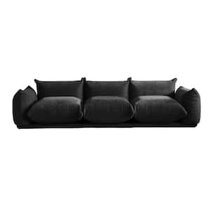 103.93 in. Straight Arm 4-piece L Shaped Chenille Modular Free Combination Sectional Sofa with Ottoman in. Black