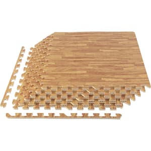 Light Woodgrain 24 in. W x 24 in. L x 0.375 in H - Gym Interlocking Foam Floor Tiles (6 Tiles/Pack) (Covers 24 sq. ft.)