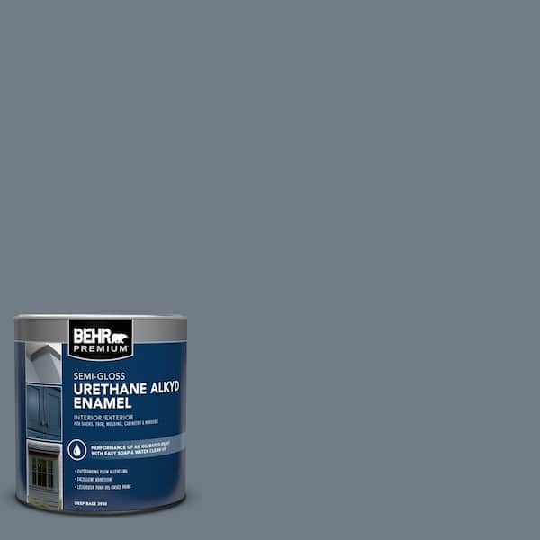 1 qt. #N490-5 Charcoal Blue Semi-Gloss Enamel Urethane Alkyd Interior/Exterior Paint