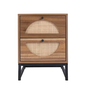 15.75 in. W x 15.75 in. D x 20.95 in. H Walnut Brown Linen Cabinet with 2-Drawer side table