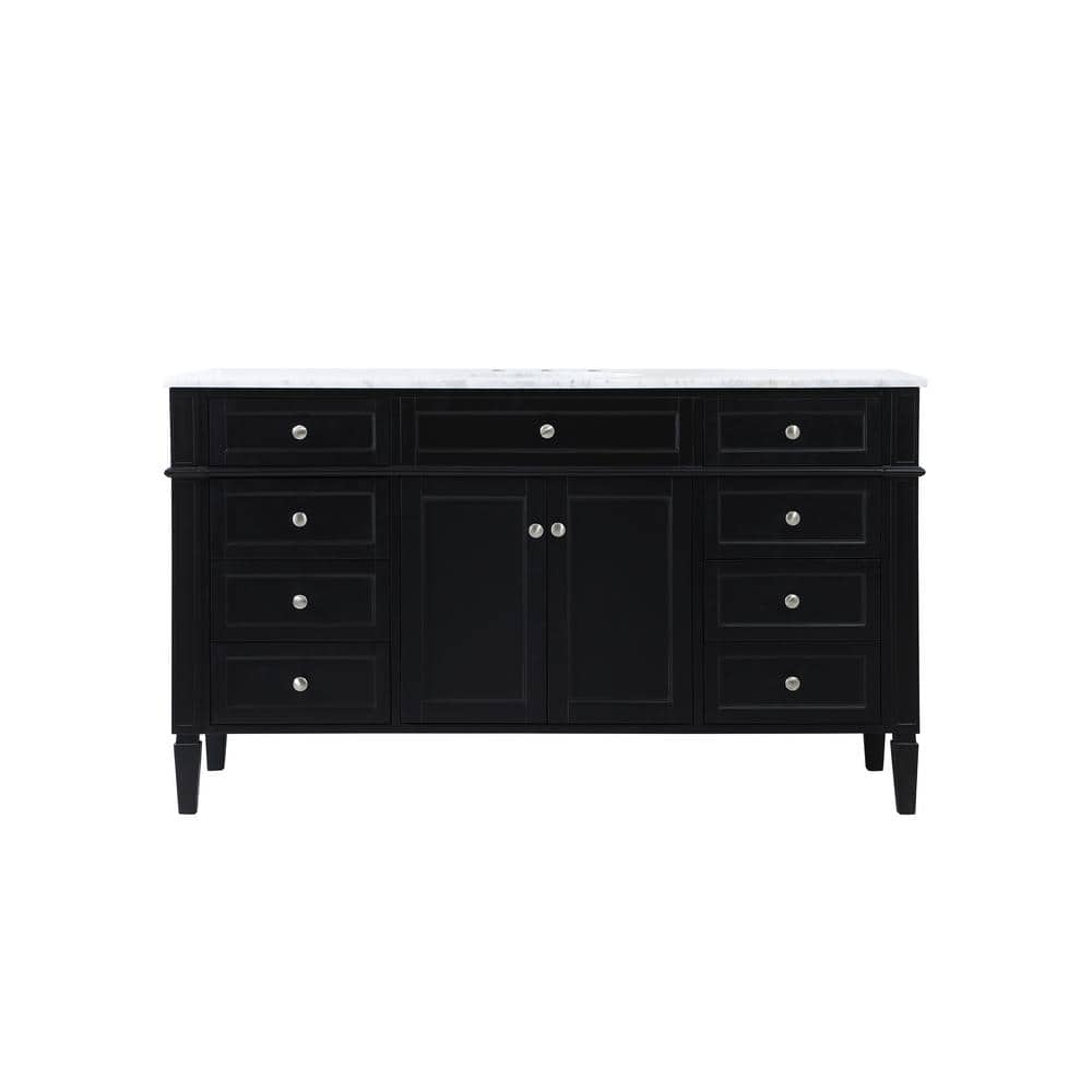 Simply Living 60 in. W x 21.5 in. D x 35 in. H Bath Vanity in Black with Ca